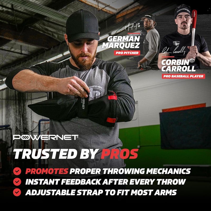 PowerNet Pitching Sleeve, Softball & Baseball Sock Trainer Improves Throwing Mechanics & Velocity, Adjustable Sock Aid Simulates a Towel Throwing Warm-Up Exercise, Baseball Gear for All Skill Levels - Image 2